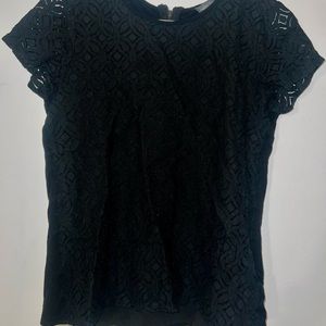 Black short sleeve blouse floral cutout design size S Banana Republic